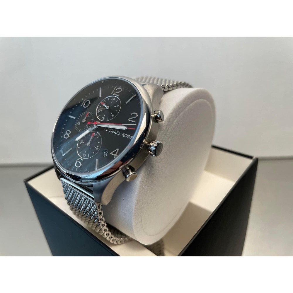 Michael Kors Gage Chronograph Black Dial Silver Mesh Bracelet Mens Watch MK8827 - Picture 2 of 4